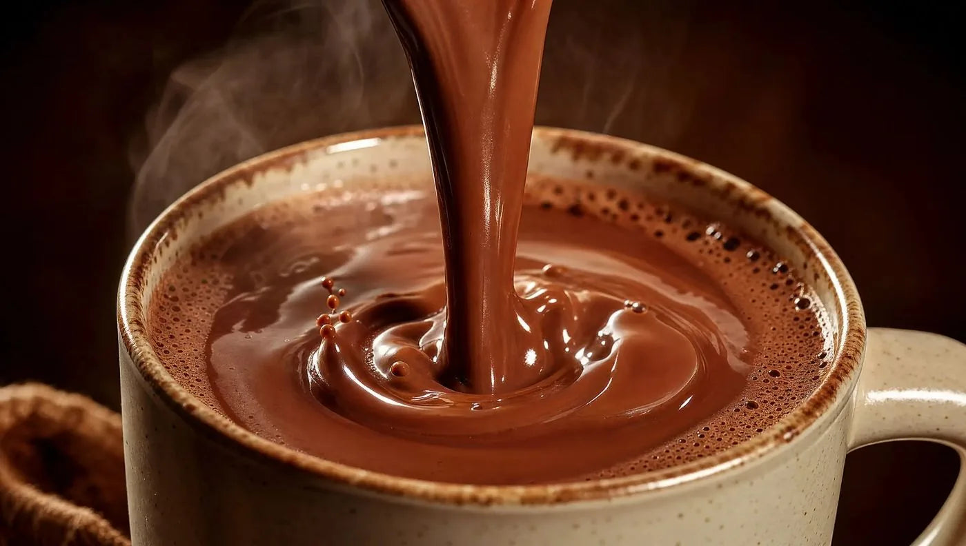 Wide chocolate pour close-up